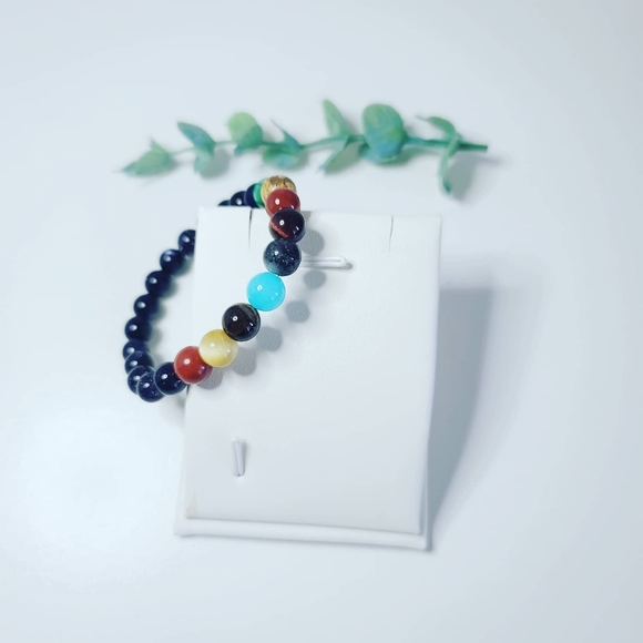 Solar Gallaxy Blue Goldstone and crystals bracelet - Picture 3 of 3